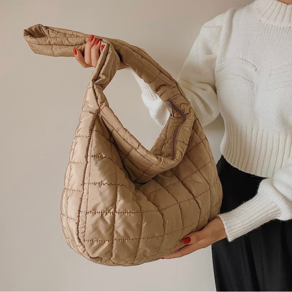 Quilted Tote Bags for Women Lightweight Quilted Padding Shoulder Bag Cotton